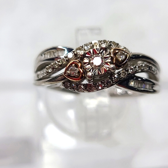 Diamond Sterling Silver/14kt Rose Gold Ring - Picture 1 of 10